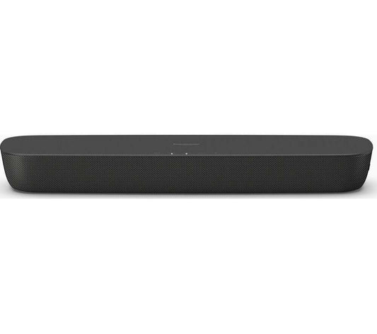 Panasonic SC-HTB208 80W compact wireless soundbar with HDMI and Bluetooth features.