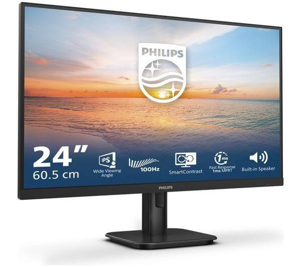 PHILIPS 24E1N1200A FULL HD 1080P 24" IPS MONITOR 120HZ 1MS HDMI DISPLAYPORT NEW with built-in speakers and wide viewing angle