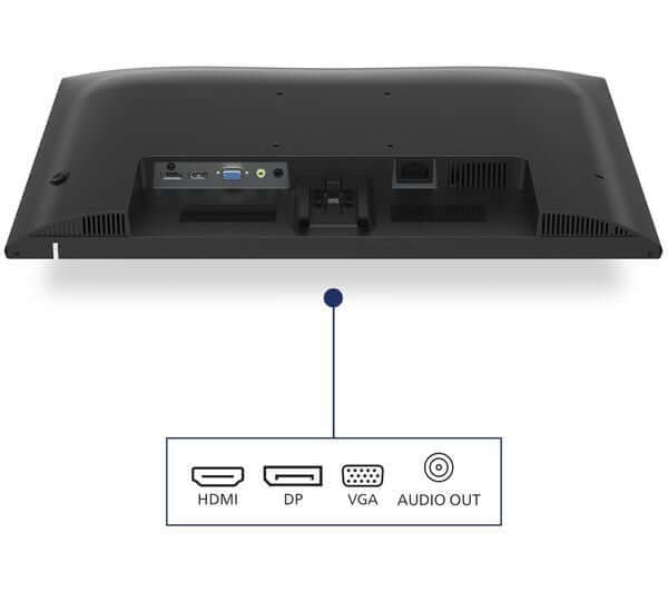 PHILIPS 24E1N1200A FULL HD 1080P 24" IPS MONITOR 120HZ 1MS HDMI DISPLAYPORT NEW back view showcasing HDMI, DP, VGA, and audio out ports.
