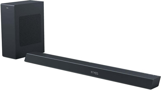 PHILIPS TAB8805 wireless soundbar and subwoofer with Dolby Atmos for immersive audio experience.