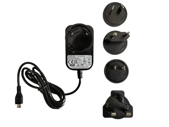 Pico Genie M550 Plus 4.0 Smart Projector compatible power adapter with interchangeable plugs.