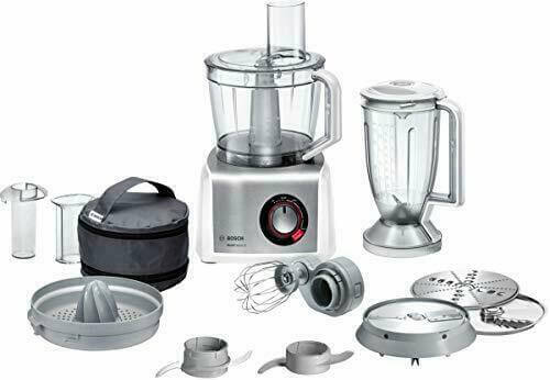 BOSCH MultiTalent8 MC812S734G FOOD PROCESSOR 1200W 3.9L VARIABLE SPEED SILVER with accessories and attachments.