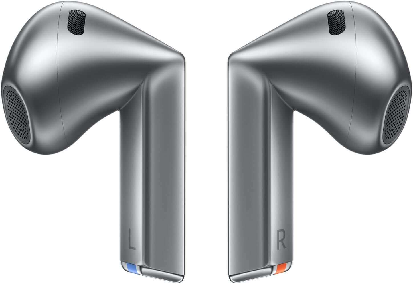 SAMSUNG GALAXY BUDS3 wireless active noise cancelling earphones in silver with L and R indicators.