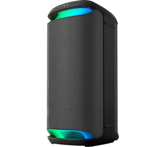 SONY SRS-XV800 Bluetooth Megasound Party Speaker in black with LED lights, ideal for parties and outdoor gatherings.