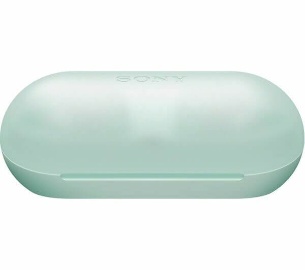 SONY HEADPHONES TRUE WIRELESS BLUETOOTH EARBUDS NFC IPX4 USB-C ICE GREEN WF-C500 charging case.
