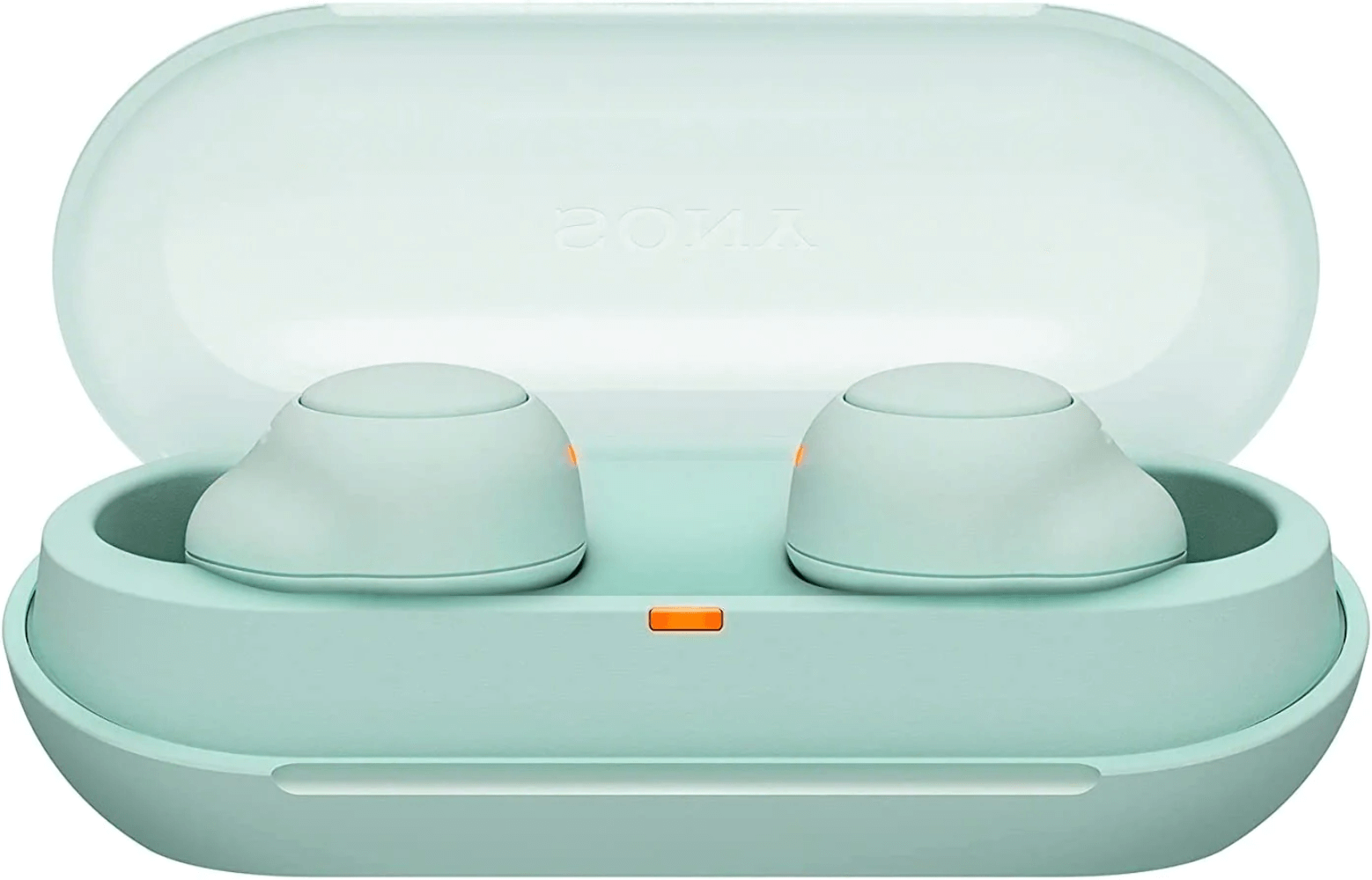 SONY HEADPHONES TRUE WIRELESS BLUETOOTH EARBUDS NFC IPX4 USB-C ICE GREEN WF-C500 in charging case