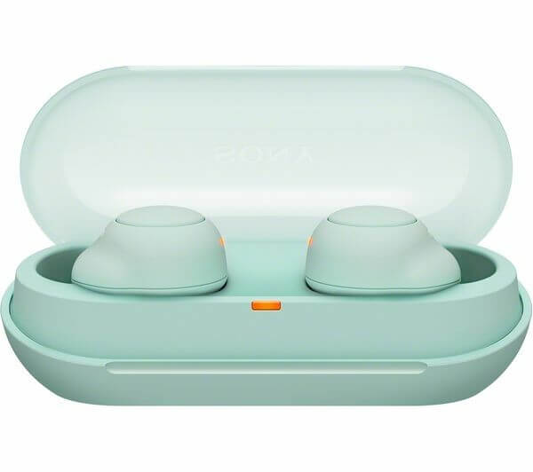 SONY HEADPHONES TRUE WIRELESS BLUETOOTH EARBUDS NFC IPX4 USB-C ICE GREEN WF-C500 in charging case