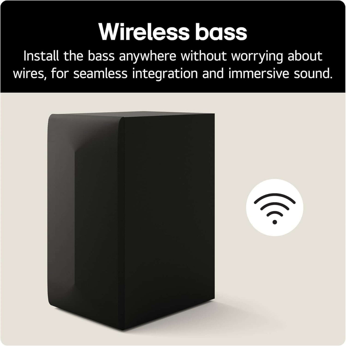 LG US40T SOUNDBAR 2.1 300W WIRELESS SUBWOOFER BLUETOOTH 5.3 HDMI AI SOUND PRO showing wireless bass integration.